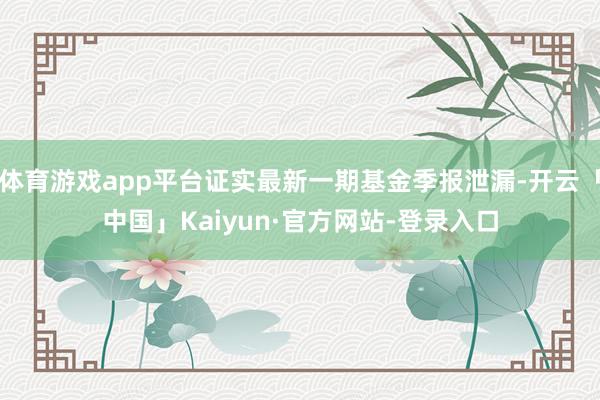 体育游戏app平台证实最新一期基金季报泄漏-开云「中国」Kaiyun·官方网站-登录入口