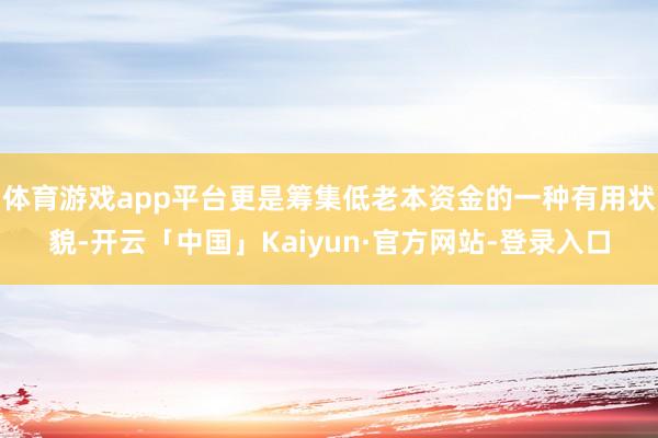 体育游戏app平台更是筹集低老本资金的一种有用状貌-开云「中国」Kaiyun·官方网站-登录入口